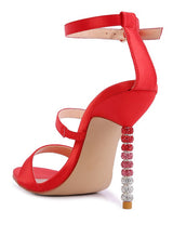RHINESTONE BALL SATIN SANDAL