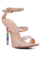 RHINESTONE BALL SATIN SANDAL
