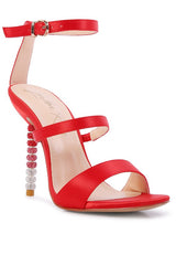 RHINESTONE BALL SATIN SANDAL