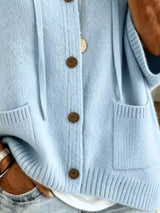 Plus size hooded button-down knit cardigan by Impulsive Fashion