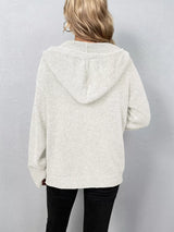 Cozy hooded button-down knit cardigan by Impulsive Fashion