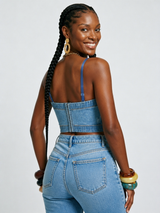 Free Spirit Floral Denim Bustier