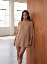 Turtleneck Oversized Poncho Sweater