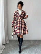 Plaid button-up long sleeve coat for women, fall overcoat by Impulsive Fashion