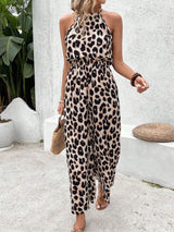 Frenchy Women's Sleeveless Leopard Print Jumpsuit