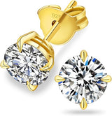 Moissanite Stud Earrings for Women & Men, D Color VVS1 Certified Moissanite, 925 Sterling Silver / 14K Gold Plated