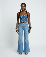 Free Spirit Floral Denim Bustier