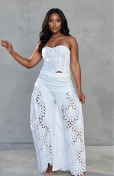 Cutout Tube Top and Wide Leg Pants Set