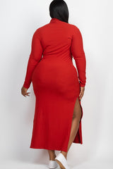 Long Sleeve Side Slit Dress