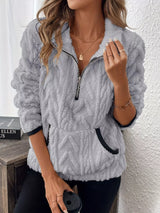 Plus size fleece half zip sweatshirt by Impulsive Fashion