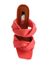 GLAM GIRL TWISTED STRAP SPOOL HEELED SANDALS