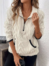 Plus size fleece half zip sweatshirt by Impulsive Fashion