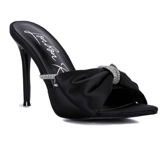 High Tea Jewel Strap Satin Sandal