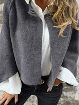 Khaki fuzzy knit cardigan with dropped shoulders, plus size cozy sweater by Impulsive Fashion
