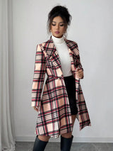 Plaid button-up long sleeve coat for women, fall overcoat by Impulsive Fashion