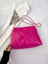 Hot Pink Quilted Flap Shoulder Bag with Chain Detail