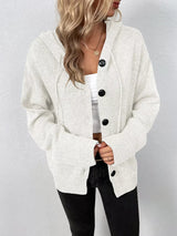 Cozy hooded button-down knit cardigan by Impulsive Fashion