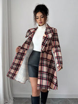 Plaid button-up long sleeve coat for women, fall overcoat by Impulsive Fashion