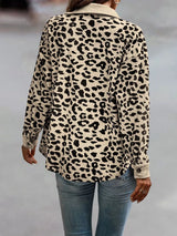 Leopard print button-down jacket for women, plus size fall outerwear by Impulsive Fashion