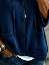 Plus size hooded button-down knit cardigan by Impulsive Fashion