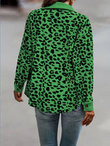 Leopard print button-down jacket for women, plus size fall outerwear by Impulsive Fashion