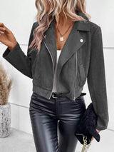 Zip up cropped jacket by Impulsive Fashion