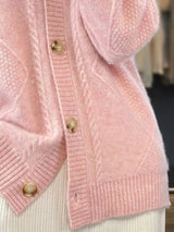 Beige textured knit button-down cardigan, plus size fall sweater by Impulsive Fashion