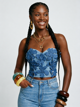 Free Spirit Floral Denim Bustier
