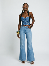 Free Spirit Floral Denim Bustier