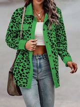 Leopard print button-down jacket for women, plus size fall outerwear by Impulsive Fashion