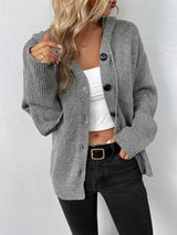 Cozy hooded button-down knit cardigan by Impulsive Fashion