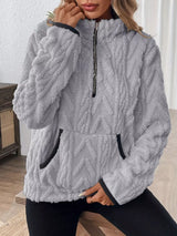 Plus size fleece half zip sweatshirt by Impulsive Fashion