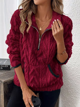 Plus size fleece half zip sweatshirt by Impulsive Fashion