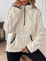Plus size fleece half zip sweatshirt by Impulsive Fashion