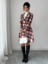 Plaid button-up long sleeve coat for women, fall overcoat by Impulsive Fashion