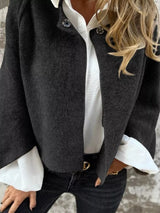 Khaki fuzzy knit cardigan with dropped shoulders, plus size cozy sweater by Impulsive Fashion
