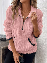 Plus size fleece half zip sweatshirt by Impulsive Fashion