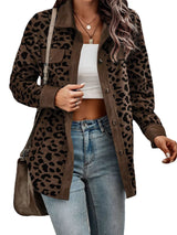 Leopard print button-down jacket for women, plus size fall outerwear by Impulsive Fashion
