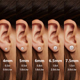 Moissanite Stud Earrings for Women & Men, D Color VVS1 Certified Moissanite, 925 Sterling Silver / 14K Gold Plated