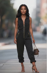 Women's Sleeveless Zip-Up Jumpsuit
