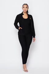 On The Go 3-PC Jogging Suit - Black - Impulsive Fashion