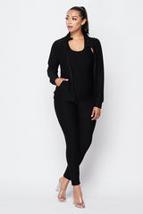 On The Go 3-PC Jogging Suit - Black - Impulsive Fashion