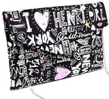 Doodle Print Crossbody Clutch